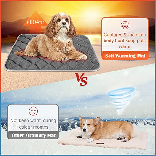 Self Warming Cat Bed Self Heating Cat Mat Thermal Pet Bed Mat Self (20.0"L x 16.0"W x 0.5"Th / Grey)