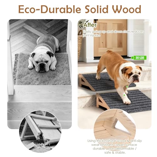 Wood Dog Ramp Stairs for Outdoor (2 Pack-13.8"Lx10.2"Wx4.3"H)