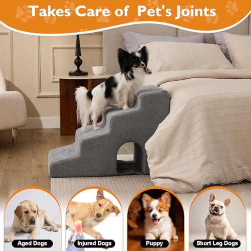 Dog Stairs for Bed 19.5’’ H (Grey / Standard 15.5''x27.2''x19.5'')