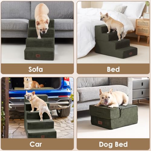 Dog Stairs 13.5" H (Military Green / Extra Wide 16.5" x 21" x 13.5")
