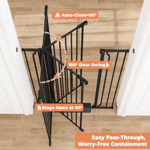 50" Extra Tall Baby Gate No Drilling (Black / 29-40"Wide, 50"Tall)