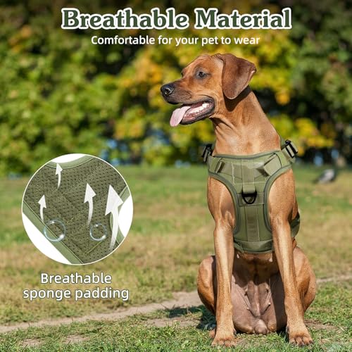 Heavy Duty Tactical Dog Harness for Small Dogs (Army Green / S (Chest: 19.6-31.5", Neck: 11-19.6"))