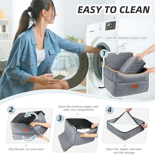 Dog Car Seat for Small Medium Dogs (Gray)
