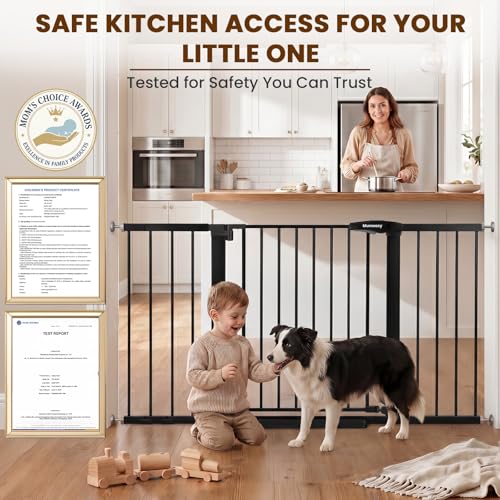 29.7 54.2" Baby Gate for Stairs (Black / 29.7-54.2"W x 30"H)