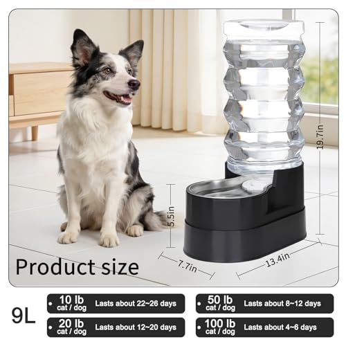 9L Elevated Dog Water Dispenser (9L / Premium Black)