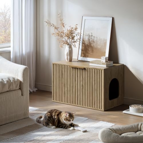 31.5" Cat Litter Box Enclosure Furniture (Oak)