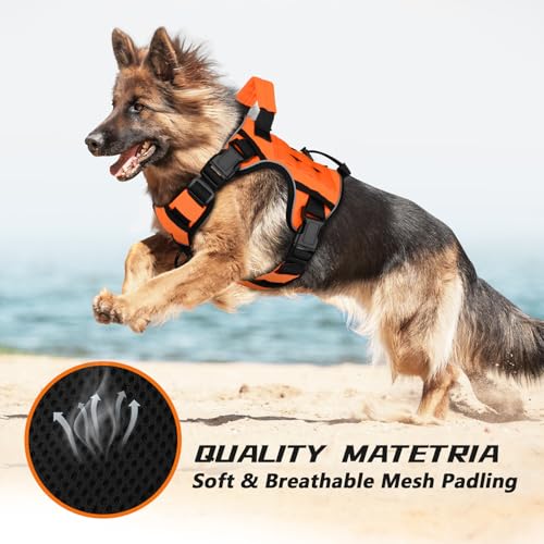 Orange Tactical Dog Harness for Small Dogs (Orange / Small: 15-30 lbs (Chest:20-26",Neck:15-18"))