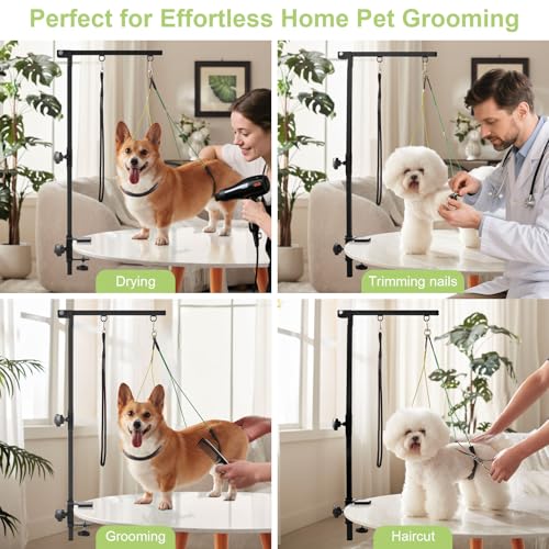Home Dog Grooming Table Arm with Hammock 35" Height Adjustable Dog Grooming Arm with Clamp No (Black / Small/Medium)