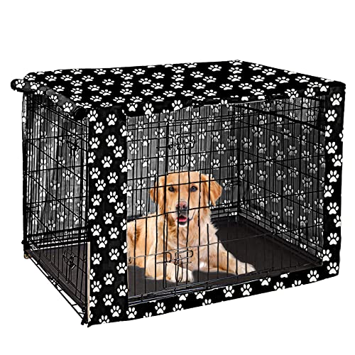Dog Crate Cover Durable Polyester Pet Kennel Cover Universal Fit for Wire Dog Crate (36.0"L x 23.0"W x 25.0"H / Black)