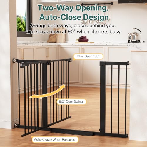29.6 50.1 in Extra Wide Baby Gate for Stairs and Doorways (Black / 29.6-50.1"W x 28"H)