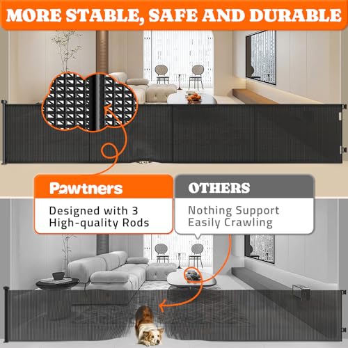 Retractable Baby Gate Extra Wide (Black / 41" Tall x 200" Wide)