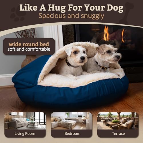 Cozy Cave Dog Bed (25.0"L x 25.0"W x 8.0"Th / Sapphire)