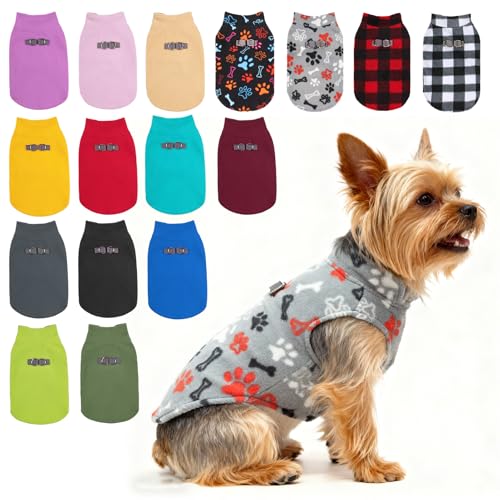 Dog Fleece Vest Sweater Winter Jacket for Small Medium Dogs (X-Small / GREY PAW)