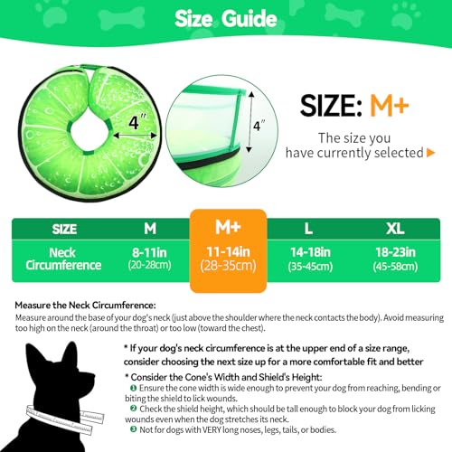 Upgraded Inflatable Dog Cone Collar to Stop Licking (M+ (Neck: 11-14") / Lime)
