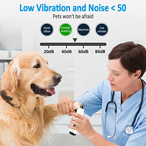 Dog Nail Grinder with 2 LED Light for Large Medium Small Dogs (White)