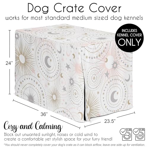 36in. Medium Dog Crate Cover (Pink Celestial / 36.0"L x 23.5"W x 24.0"H)