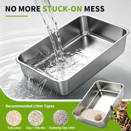 Stainless Steel Cat Litter Box (Light Grey XL)