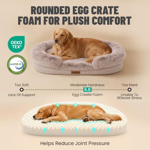 Fluffy Orthopedic Dog Beds Large Sized Dog (Beige / M(36", UP to 50lbs))