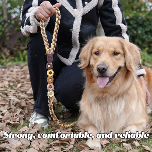 5FT Braided Cotton Rope Leash for Small (Golden Harvest)