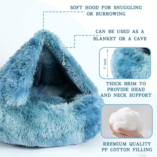 Calming Donut Dog Bed (Gradient Blue / Medium 25.5''x25.5''x9'')