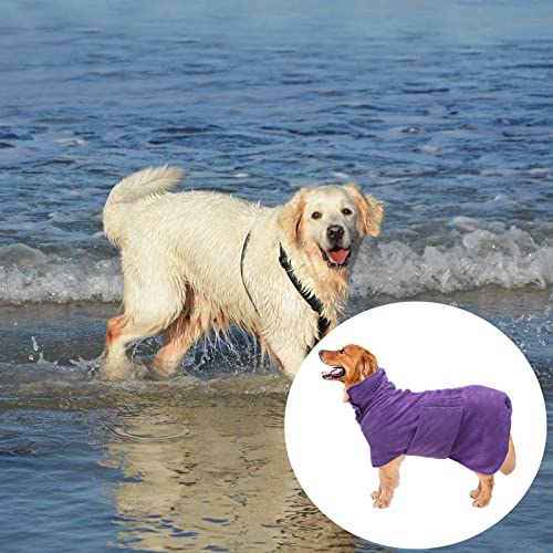 Pineapple Grid Fast Drying Super Absorbent Dog Cat Bath Robe Towel (Medium / Purple(Pineapple grid))