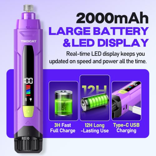 Whisper Quiet Dog Nail Grinder 50%More Power for Sensitive Dogs (Purple)