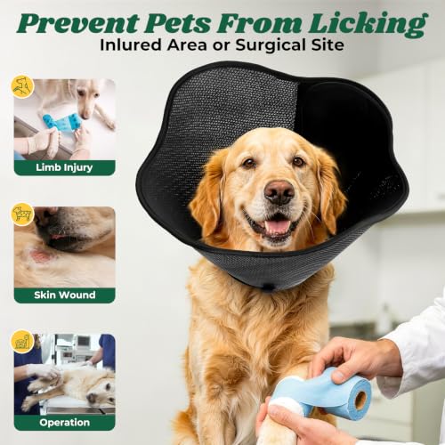 Soft Dog Cone Collar (Black / L(Neck Girth: 15.5''-17.5''))
