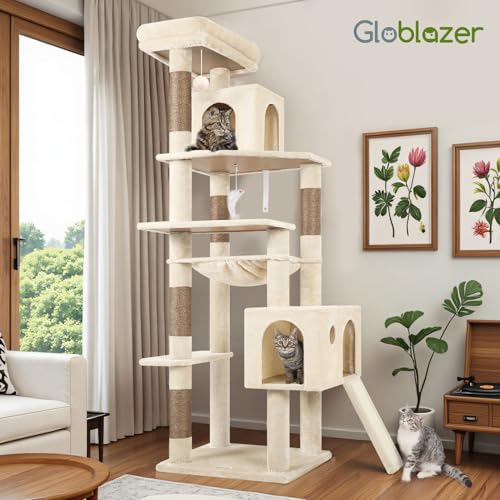 F70 Pro Heavy Duty Cat Tree Tower for Indoor Cats Large Adult (70inch / Beige)