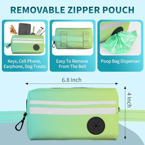 Waist Running Bungee Hands Free Dog Leash with Zipper Pouch for Walking Jogging Hiking