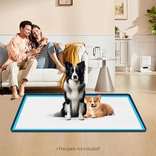 Pee Pad Holder for Dogs 51''x25.6'' Silicone Puppy Pee Pad Tray (Blue)