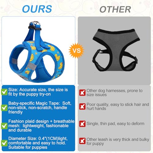 Small Dog Harness and Leash Set (Small(Chest Girth 14.5" - 16") / Duck Blue)