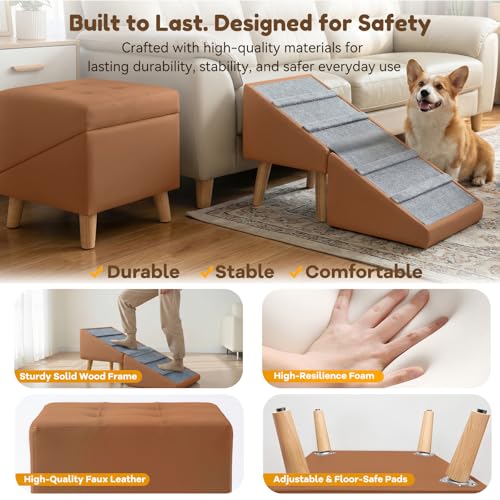 15.7" H Dog Ramp for Couch (Camel)