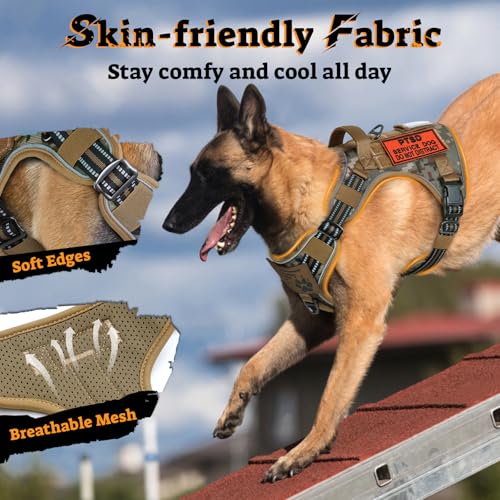 Tactical Dog Harness Medium Sized (M(chest:20.1"-33.9",neck:17.7"-22.3",back:7.5") / Desert Camo)