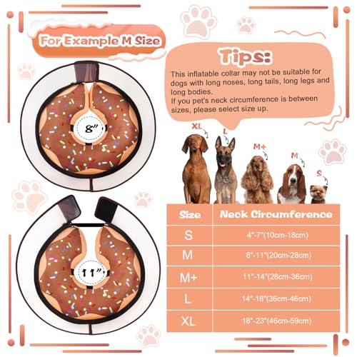 Inflatable Dog Cone Collar with Detachable Enhanced Anti (Brown / M+（neck 11"-14"）)