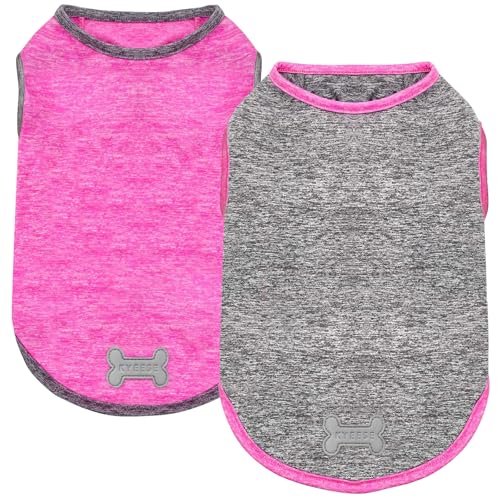 2Pack Dog Shirt for Small Dogs Sun Protection Tank Top for Summer (Small (4-7lbs) / 6# 2Pack (Grey+Hotpink))