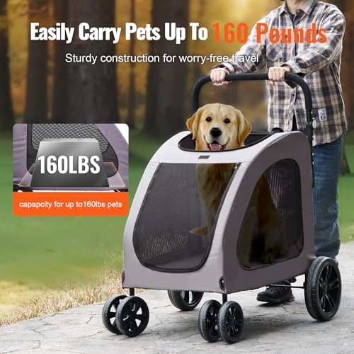 Pet Stroller 4 Wheels Dog Carrier with Brakes