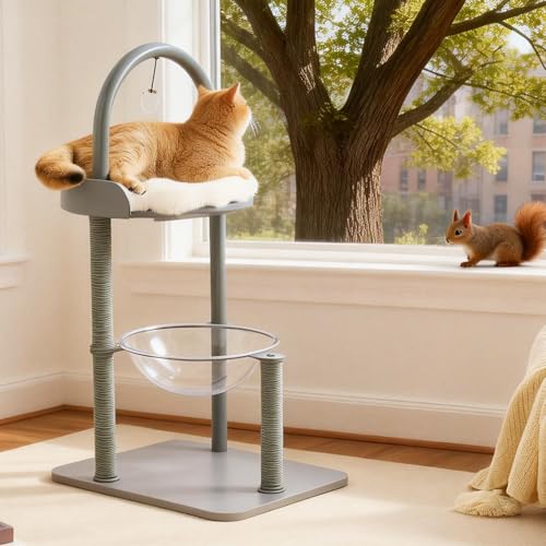 34" Modern Cat Tree Furniture for Indoor Small & Medium Cats (Dove Gray-34")