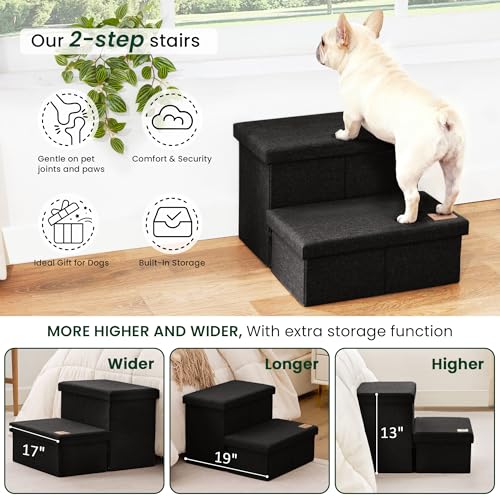 Dog Stairs for High Bed (Black / 19" X 17" X 13" H)