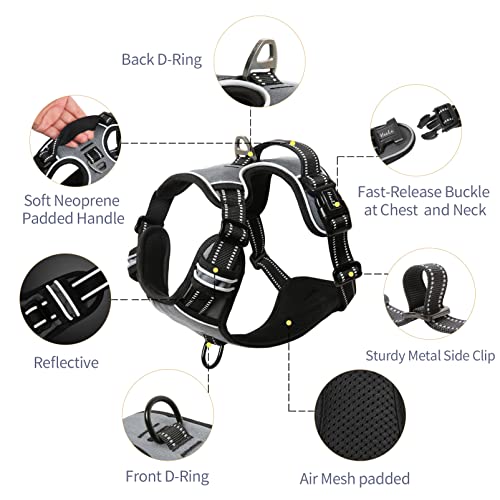 Dog Harness Harness for Small Dogs No Pull Dog Vest Harness for Small Dog with Soft Padded Handle Reflective for Outdoor Training (S / Grey)
