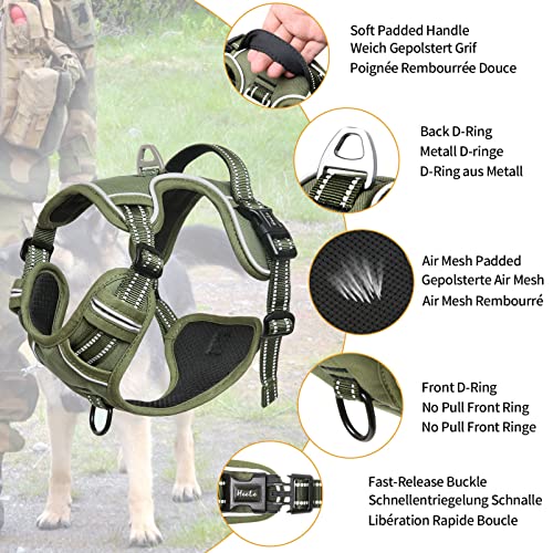 Dog Harness Dog Harness for Small Medium Large Dogs No Pull Adjustable Padded Reflective Harness with Handle for Walking Training (XL / Green)