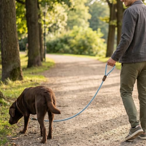 Dog Leash Braided Cotton Rope w (Sky Blue / 60 Inch-1/2")