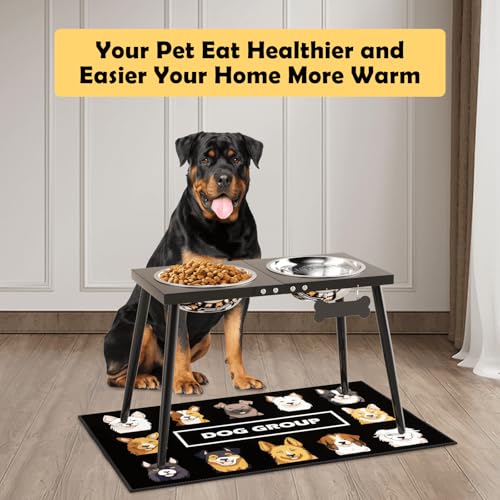 Metal Raised Dog Bowl Stand for Extra Large & Large (Height-15inch / Black-X)