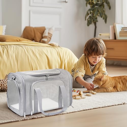 Cat Carrier Soft Up to 16 Lbs (17.0"L x 11.0"W x 11.0"H / Grey)