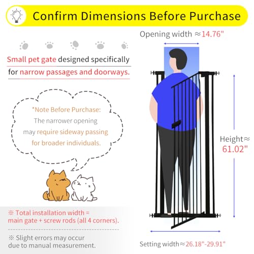 Extra Tall Cat Gate 61.02" High 26.18" (61.02" H-black / 26.18"-29.91" W)