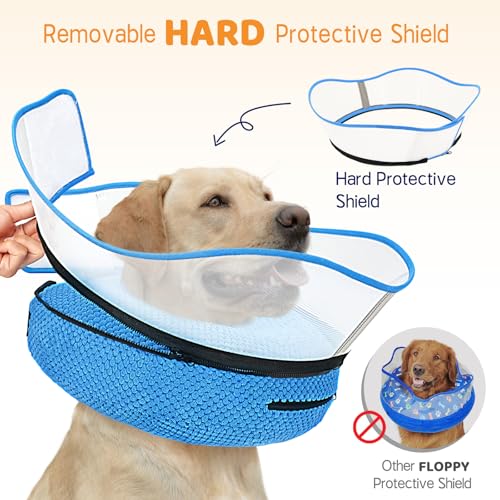 Raised Inflatable Dog Cone Alternative Collars for After Surgery (Blue / L(Neck 12"-16"))