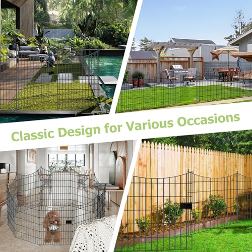 10‑Panel No‑Dig Garden Fence with Gate (10pc 23.6 ft(L) X 40 in(H)with Gate-Concave)