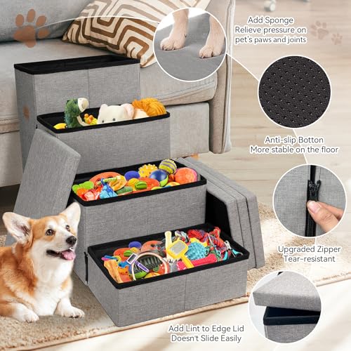 Dog Stairs with Storage (Grey With Condo / 4)