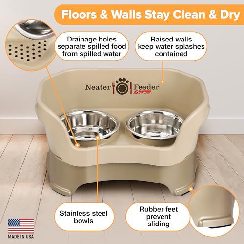 Neater Feeder Deluxe Mess Proof Dog Bowls Elevated for Medium Dogs 19 (Medium with Standard Bowl / Cappuccino)