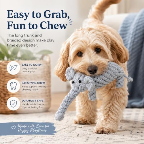 Dog Rope Toy Puppy Teething Chew Toy (Grey Elephant)