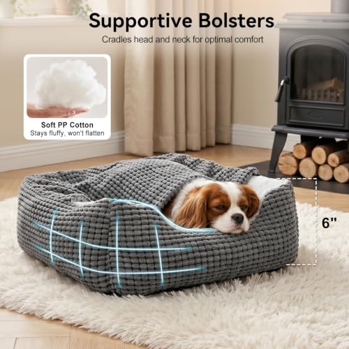 Dog Beds for Small Dogs with Cover Cave (Grey / S(20″ x 19″ x 6″))